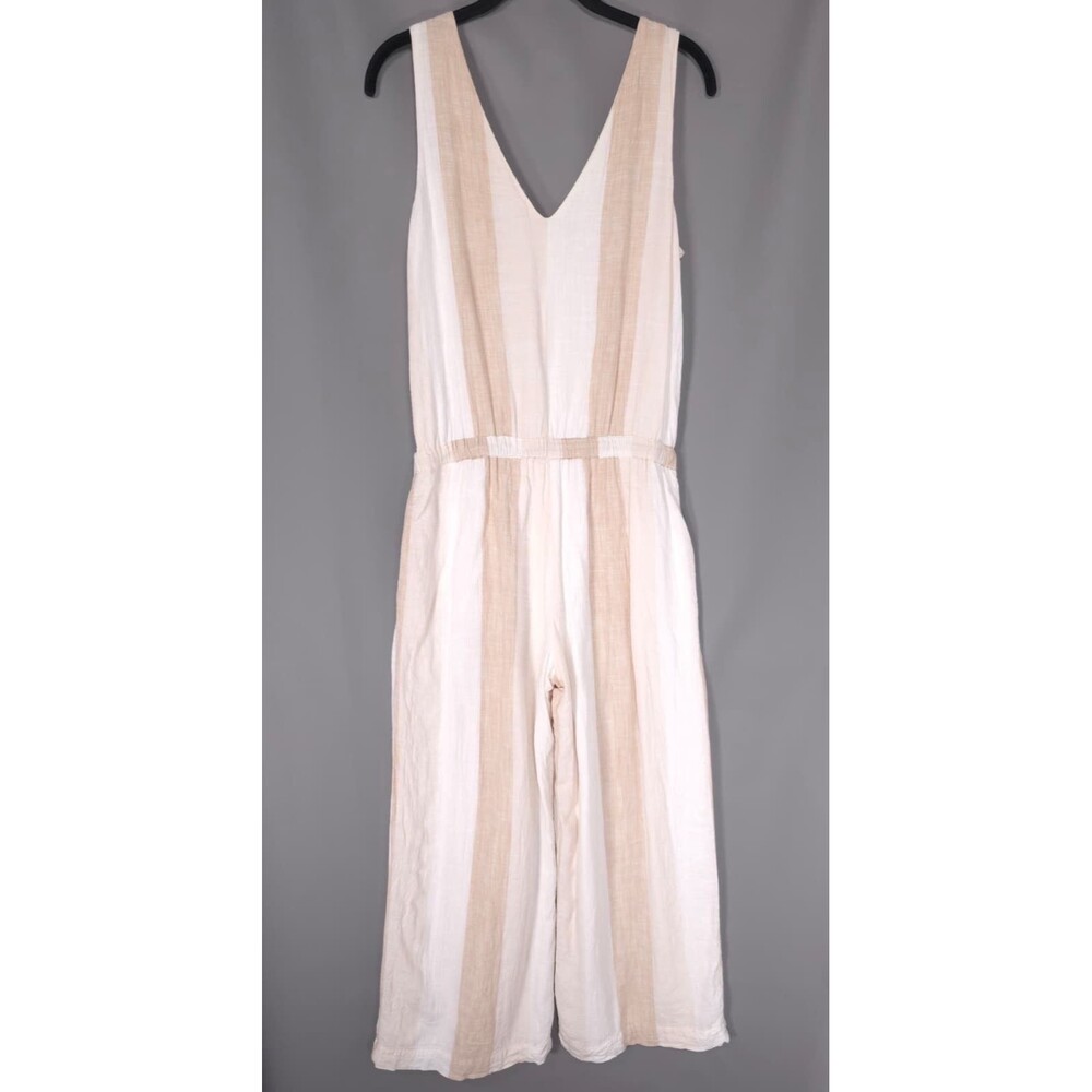 SPLENDID Women's Jumpsuit Linen Blend SMALL Beige Stripe‎ Wide Leg RS2R091 - Picture 7 of 11